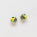 Macro shot of colorful glass beads with strawberry motifs and foil for DIY crafts - Yellow Strawberry Iridescent Style (20#)