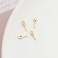 Macro shot of 4 gold-plated pear-shaped bead cups with screw pins for DIY jewelry making - Half-Drilled Bead Setting Style 4 (4# K-Gold, Pair) / Gold-Tone (4# K-Gold, 1 Pair)