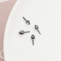 Macro shot of gunmetal teardrop jewelry bases with needle pins for DIY handmade crafts - Black (6# Gun Black, 1 Pair)