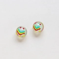 Close-up of handmade glass beads with colorful hand-painted smiley face patterns - Green Base Colorful Smiley Face Style (23#)