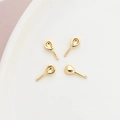 Macro detail of four gold-plated pearl cup settings on a white ceramic tray for DIY jewelry - Gold Color (7# K-Gold Pair)