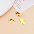 Detailed view of red enamel lotus charms in gold finish for DIY jewelry making - Lotus Shape