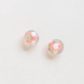 Spherical tulip-style beads with orange-pink core and blue star pattern detail - Orange-Pink Stars & Dots Style (15#)