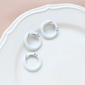 Three white marble pattern metal O-ring spring clasps for DIY jewelry and keychains - 5# Small Round Ring (Single)