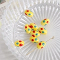Detail of yellow oval ceramic beads with red and blue polka dots for DIY jewelry - Yellow with Red & Blue Polka Dots (4#)