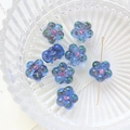 Macro shot of blue handmade glass flower beads with glitter detail for DIY jewelry - Blue Style (6#)