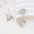 Herz-Planet-Anhänger in Silber mit Flüssigtropfen-Design und Opal-Einlage für DIY-Schmuck - Silberner Flüssiger Planet Herz Stil