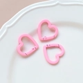 Three pink heart-shaped spring ring clasps for DIY jewelry making on a white plate - 19# Large Heart (Single)