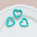 Three mint green heart-shaped spring ring clasps for DIY accessories on a white plate - 22# Large Heart (Single)