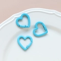 Three sky blue heart-shaped metal carabiner clips on a white plate for DIY crafts - 23# Large Heart (Single)