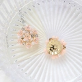 Close-up of pink resin flower earring charms with pearls and golden hollow bases - Style 2 (2#)
