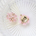 Macro detail of pink flower jewelry parts with white pearls and sparkling crystals - Style 3 (3#)