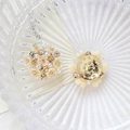 Macro detail of cream flower charm with pearls, rhinestones and metal sewing base - Style 4 (4#)