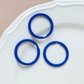 Three royal blue macaron circle keyrings on a white ceramic plate for DIY jewelry making - 32# Large Round Ring (Single)