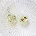 Macro view of handmade floral craft accessories with mint flowers, pearls and crystals - Style 5 (5#)