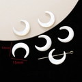 Macro shot of 14x15mm crescent moon white mother of pearl shell beads for jewelry making - Double Side Corner Holes