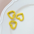 Close-up shot of three yellow heart-shaped metal lobster clasps for DIY jewelry crafts - 43# Small Heart (Single)
