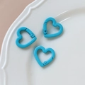 Three bright blue heart-shaped spring ring clasps for DIY jewelry making on white plate - 47# Small Heart (Single)