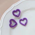 Three purple heart-shaped metal snap hooks with spring gate for DIY jewelry and crafts - 48# Small Heart (Single)