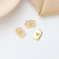 Details zu gehämmerten Goldanhängern mit Zirkonherz für DIY-Schmuckdesign - Herzmuster-Anhänger Ohne Kette - Stil 2