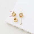 Macro view of 6mm 18k gold plated spacer beads with sparkling cubic zirconia inlay - 1# Round Flat Style (ltao709799135830)