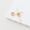 Macro shot of 7mm 18k gold plated spacer bead with crystal inlay for DIY jewelry making - 2# Relief Ring Style (ltao709799135830)
