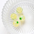 Macro detail of yellow resin beads with green cat paw patterns and gold metal pin - Price per Piece / Yellow Green Cat Paw Petal Style (4#)