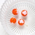 Detail showing orange handmade floral beads with pink dots for DIY jewelry making - Price per Piece / Orange Polka Dot Floral Style (7#)