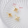 Detailed view of 14k gold plated star charm with pink heart zircon, 12mm x 16mm size - Pink Heart Star Pendant (Single Price)