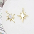Golden North Star alloy charms with zircon inlay for DIY jewelry making and necklaces - Clear Stone Star Charm (25# Gold Tone)