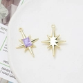 DIY North Star charms with purple zircon inlay and gold finish for handmade jewelry - Purple Stone Star Charm (26# Gold Tone)
