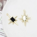DIY gold alloy eight-pointed star charms with black gemstone for jewelry making - Black Stone Star Charm (27# Gold Tone)