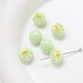 Détail de perles en céramique patte de chat vertes avec glaçure brillante et trous de perçage - Style Vert Clair (5#)