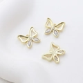 Detailed view of 14k gold-plated butterfly charms with zircon inlays for DIY jewelry - 14K Gold