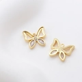 Macro detail of 14k gold-plated butterfly charms with zircon inlays for DIY jewelry making - 18K Gold