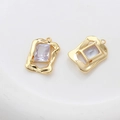 Dettaglio di pendenti a cuore placcati oro 14k con zircone rettangolare per gioielli DIY - Stile Rettangolo Oro 18K (3#)