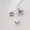 Macro detail of silver heart zircon box charms showing wing design and hollow back - Heart Gift Box Style (2#White Gold) / 2# Silver