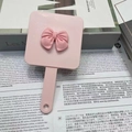 Roze handspiegel met strikdecoratie en draagbare kammen set voor meisjes - Roze