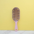 Spazzola per capelli districante rosa con design ovale cavo e manico ergonomico per styling - Rosa