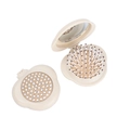 Portable cream-white petal folding hairbrush with integrated mirror and massage cushion - Beige