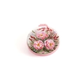 Dettaglio della spazzola pieghevole rosa con specchio e decorazione artistica con rose a olio - Stile Rosa di Luna Rosa (QDDZDS10)