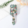 Haarborstel met bloemenprint, retro-ontwerp en antistatisch luchtkussen voor massage - Vintage Bloemenstijl (Wit) / Wit