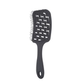 Eco-friendly black vented hair brush with flexible bristles and curved massaging design - Black