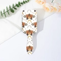 Detail of bohemian moth print on white air cushion paddle hairbrush with black bristles - Moth And Crescent Style (A)