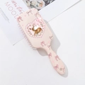 Spazzola per capelli rosa con stampa di cervo e fiori per massaggio del cuoio capelluto - Stampa Cerbiatto Fiocco