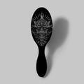 Gothic cross and wings print air cushion massage hairbrush with red gemstone detail - Gothic Cross Sword Print(a)