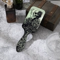 Spazzola per capelli gotica con teschio e rose rosse su base in legno in stile vintage - Stile Gotico Teschio Rosa (A)