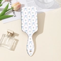 Dettaglio spazzola per capelli con motivo floreale, fiocco blu e tulipani rosa - Fiocco Blu Floreale Rosa (A)