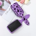 Violette Halloween-Haarbürste mit schwarzem Katzenmuster und Massage-Luftkissen-Design - Lila Halloween Bedruckter Stil (A)