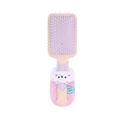 Spazzola per capelli piatta macaron con orsetto cartone animato viola e beige - Lettera C